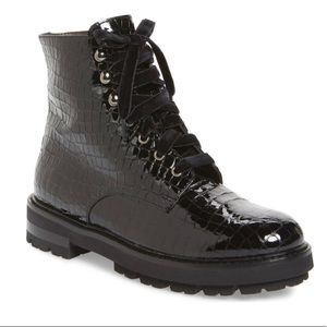 BRAND NEW AGL Combat Boot in Croc Leather